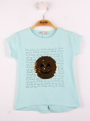 Multi - Crew neck - Unlined - Green Almond - Girls` T-Shirt - Toontoy