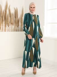 Emerald - Multi - Crew neck - Unlined - Modest Dress