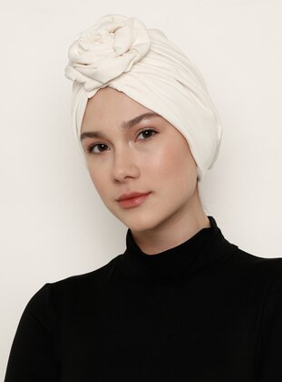 Rose Knot Instant Hijab Ecru Instant Scarf