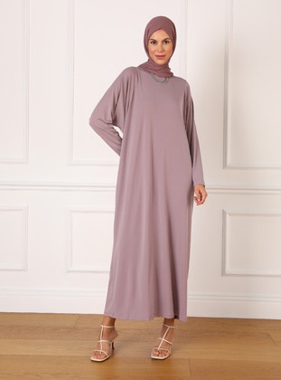 Lilac - Crew neck - Unlined - Modest Dress - Refka