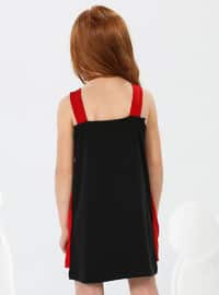 Multi - Unlined - Red - Black - Girls` Dress