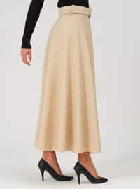 Beige - Fully Lined - Skirt