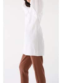 Balloon Sleeve Tunic With Shoulder Pleats White