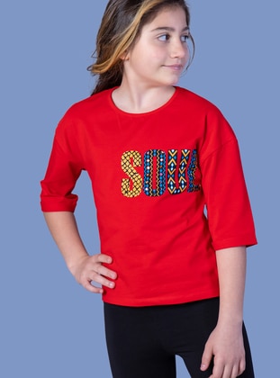 Girl's  Printed T-Shirt Red