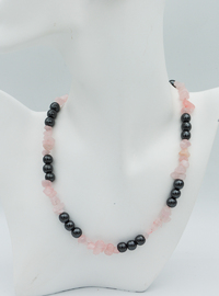 Quartz Rose & Hématite Collier Rose