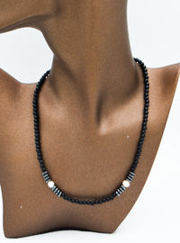 Hematite Pearl and Onyx Necklace Black