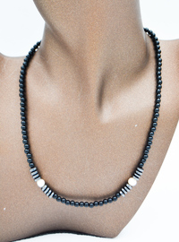 Hematite Pearl and Onyx Necklace Black