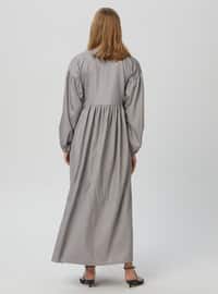 Gray - Crew neck - Unlined - Modest Dress