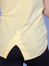 Printed - Crew neck - Unlined - Yellow - Girls` T-Shirt