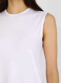 Sleeveless Tunic White With Natural Fabric