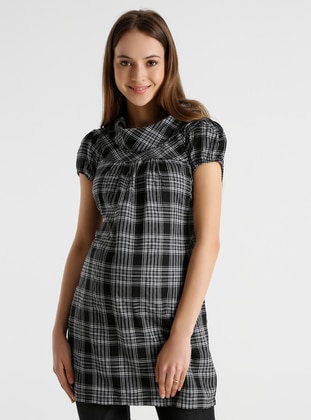 Gray - Black - Checkered - Maternity Tunic / T-Shirt - Gaiamom