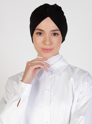 Single Knot Instant Hijab Black Instant Scarf