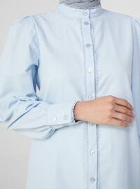 Baby Blue - Point Collar - Cotton - Blouses