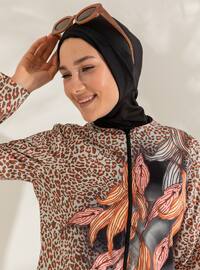 Brown - Black - Floral - Leopard - Tropical - Full Coverage Swimsuit Burkini