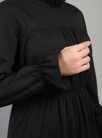 أسود - قبة مدورة - نسيج غير مبطن - فستان