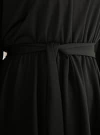 Black - Crew neck - Unlined - Cotton - Modest Dress