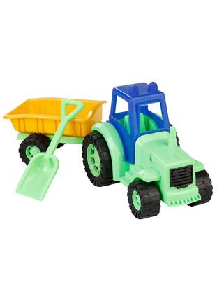 Can Oyuncak Fileli Römorklu Traktör 3+ Yaş Yeşil - Yeşil - Can Oyuncak