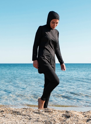 Black - Full Coverage Swimsuit Burkini - Marina Mayo