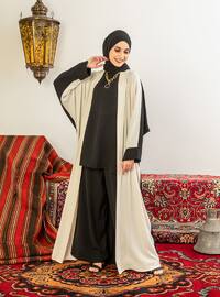 White - Black - Unlined - Abaya