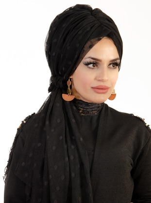 أسود - من لون واحد - حجابات جاهزة - AİŞE TESETTÜR