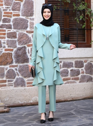 Two Piece Hijab Evening Dresses Mint