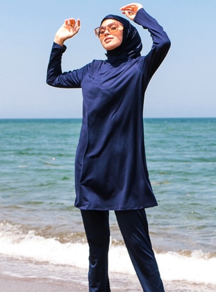 Navy Blue - Full Coverage Swimsuit Burkini - Marina Mayo