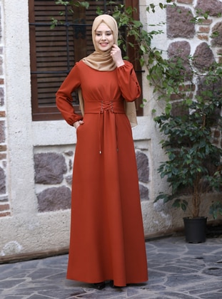 Masal Hijab Evening Dress Terra-Cotta