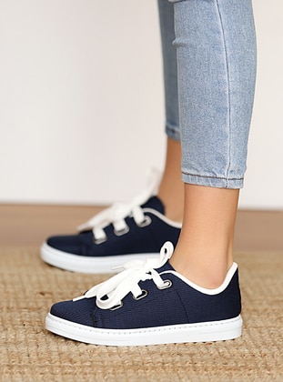 Navy Blue - Casual - Sports Shoes - Pembe Potin