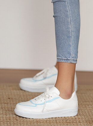 White - Blue - Sport - Sports Shoes - Pembe Potin