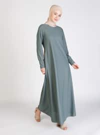 Modest Dress With Pocket Details Mint