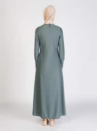 Modest Dress With Pocket Details Mint