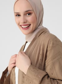 Biscuit - Camel - V neck Collar - Unlined - Abaya