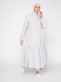 Lilac - Crew neck - Unlined - Modest Dress