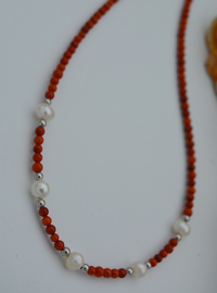 Collier Corail et Perle Multicolore