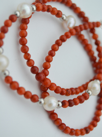 Collier Corail et Perle Multicolore