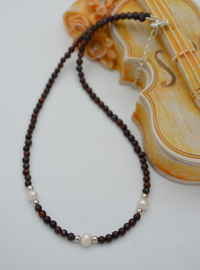 Tiger's Eye and Pearl Necklace Multi Color
