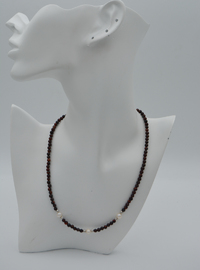 Tiger's Eye and Pearl Necklace Multi Color