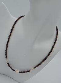 Tiger's Eye and Pearl Necklace Multi Color