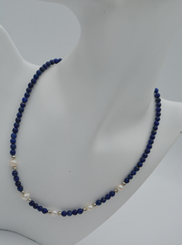 Lapis Lazuli & Pearl Necklace Multi Color