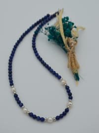 Lapis Lazuli & Pearl Necklace Multi Color