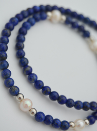 Lapis Lazuli & Pearl Necklace Multi Color