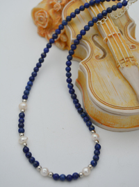 Lapis Lazuli & Pearl Necklace Multi Color