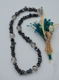 Hematite and Crystal Necklace Multi Color