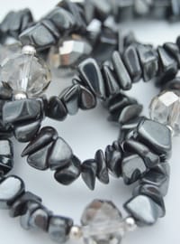 Hematite and Crystal Necklace Multi Color