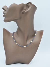 Collier de perles et pierres bleues Multicolore