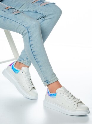 White - Blue - Sport - Sports Shoes - Moda Değirmeni
