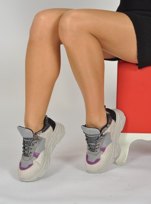 Gray - Purple - Sport - Sports Shoes - Moda Değirmeni