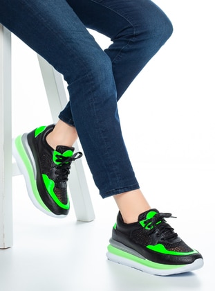 Black - Green - Sport - Sports Shoes - Moda Değirmeni