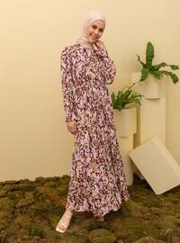 Lilac - Multi - Crew neck - Unlined - Modest Dress
