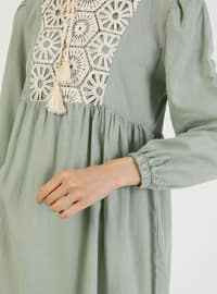 Natural Fabric Lace Modest Dress Thyme